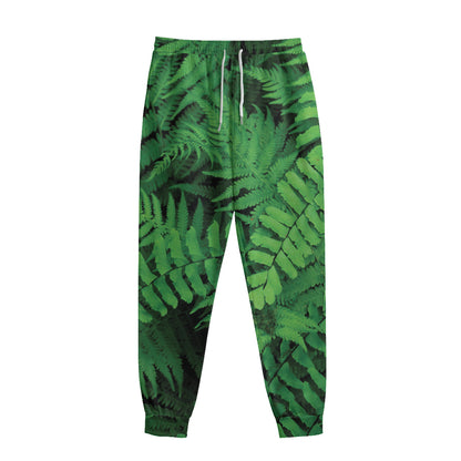 Green Fern Leaf Print Sweatpants