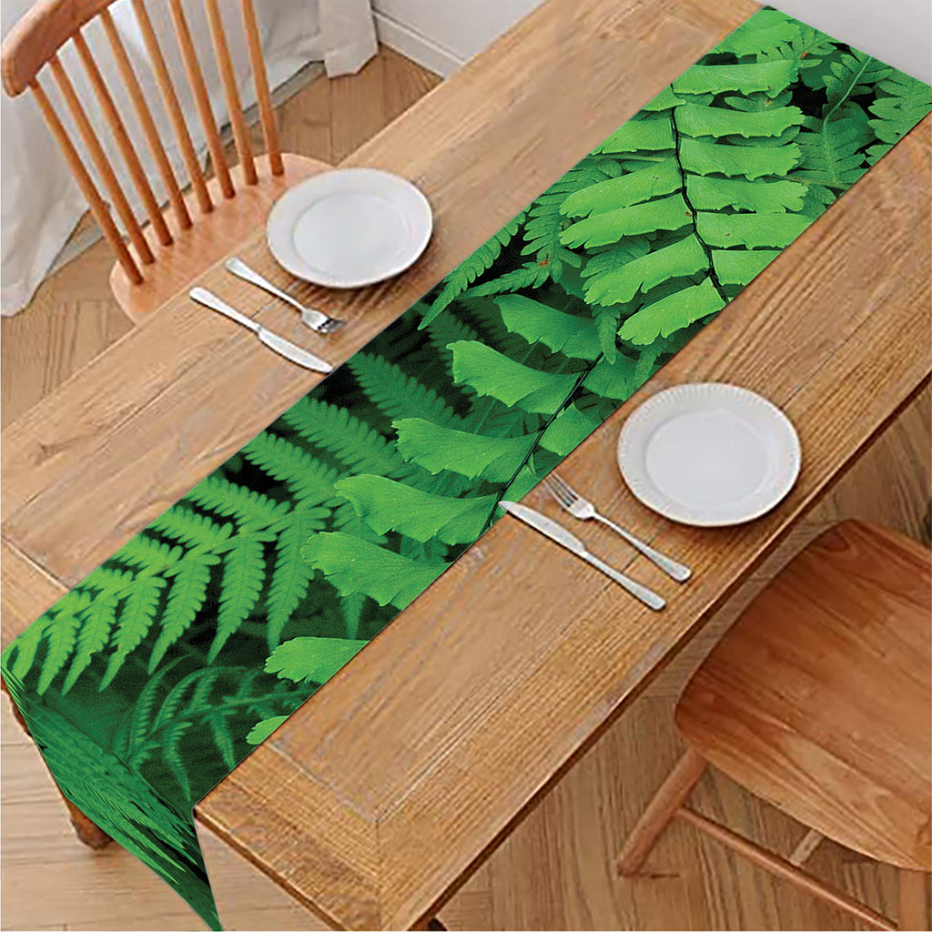 Green Fern Leaf Print Table Runner