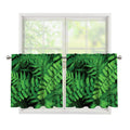 Green Fern Leaf Print Tier Curtains