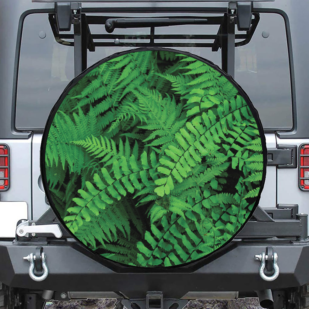 Green Fern Leaf Print Tire Cover
