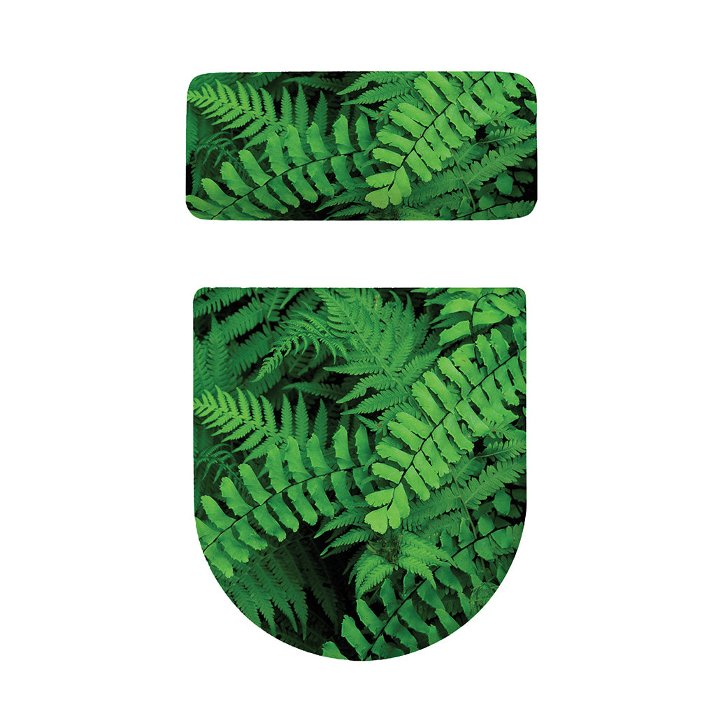 Green Fern Leaf Print Toilet Lid And Tank Cover Set