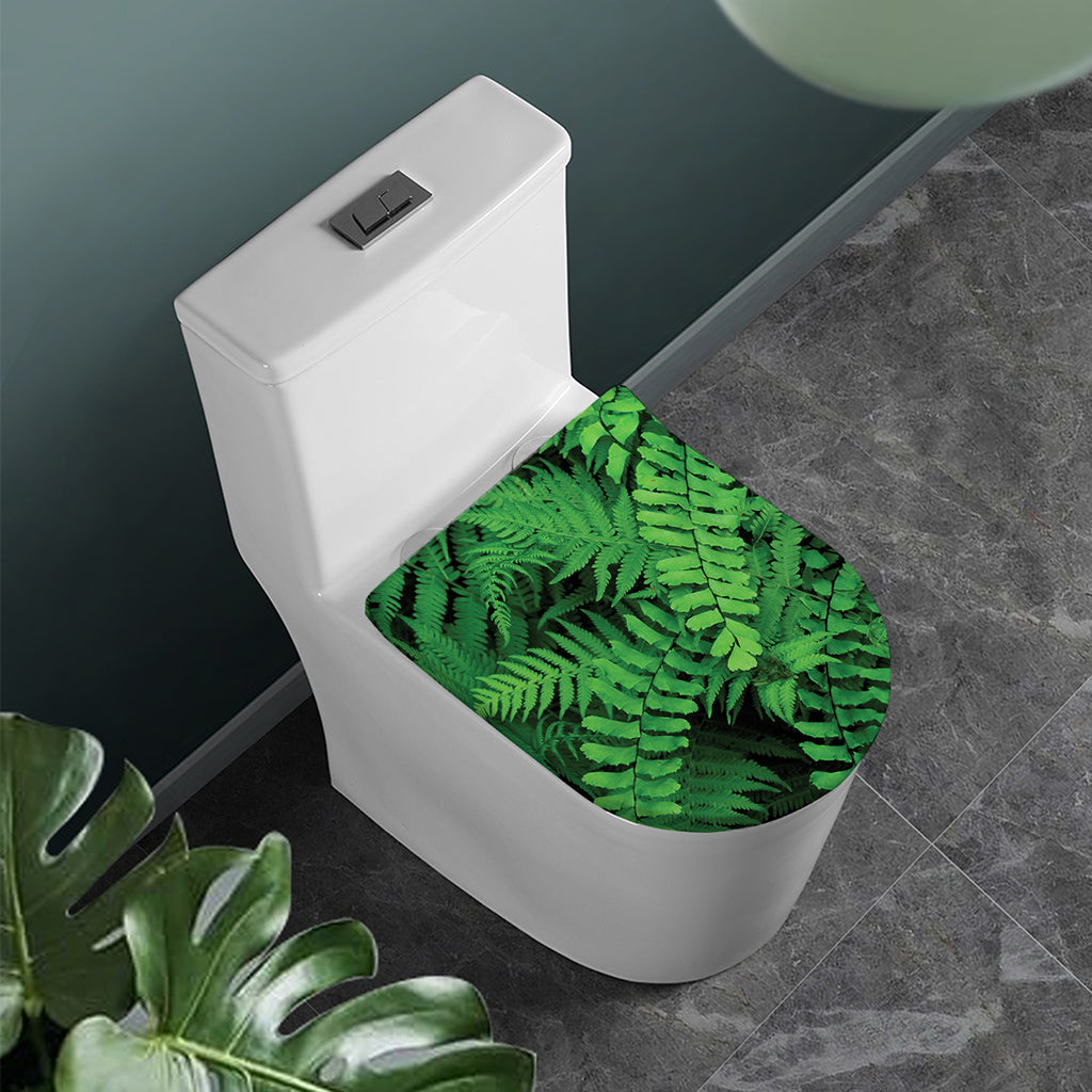 Green Fern Leaf Print Toilet Lid Cover