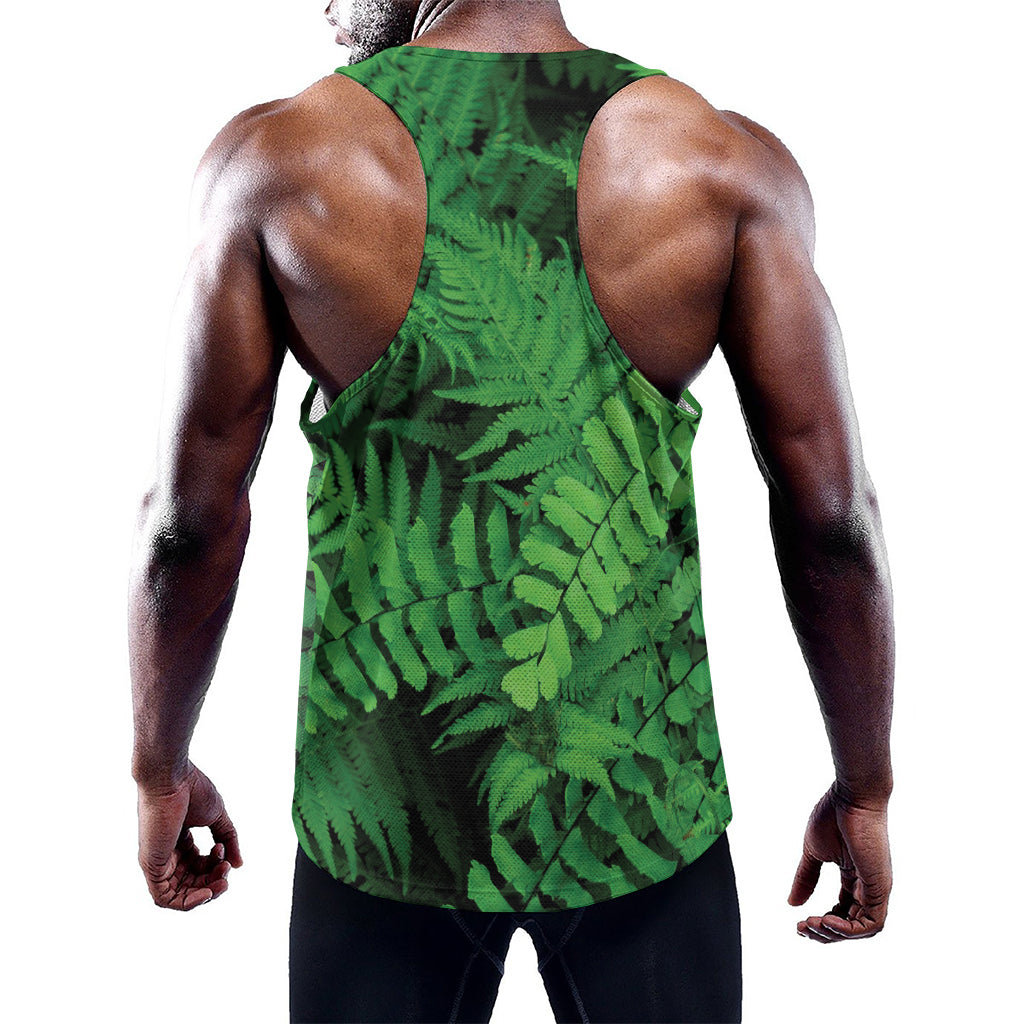 Green Fern Leaf Print Training Tank Top