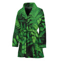 Green Fern Leaf Print Women's Bathrobe