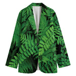 Green Fern Leaf Print Women's Blazer