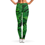 Green Fern Leaf Print Women's Leggings