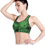 Green Fern Leaf Print Women's Sports Bra