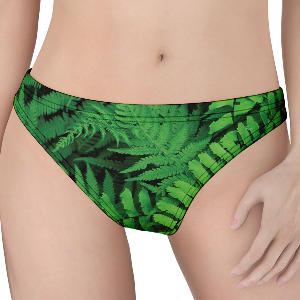 Green Fern Leaf Print Women's Thong