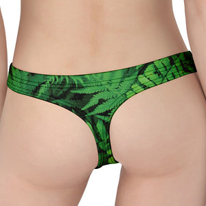 Green Fern Leaf Print Women's Thong