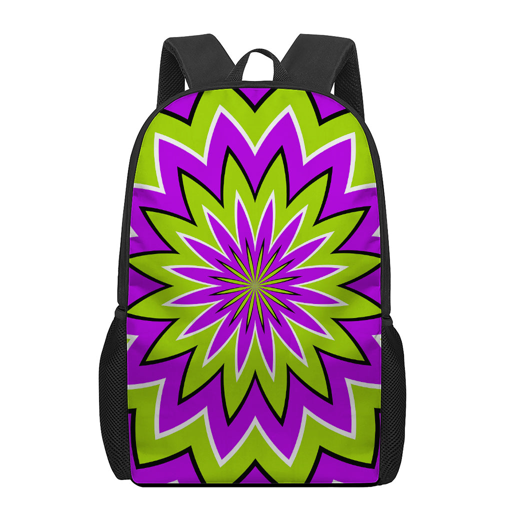 Green Flower Moving Optical Illusion 17 Inch Backpack