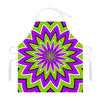 Green Flower Moving Optical Illusion Adjustable Apron