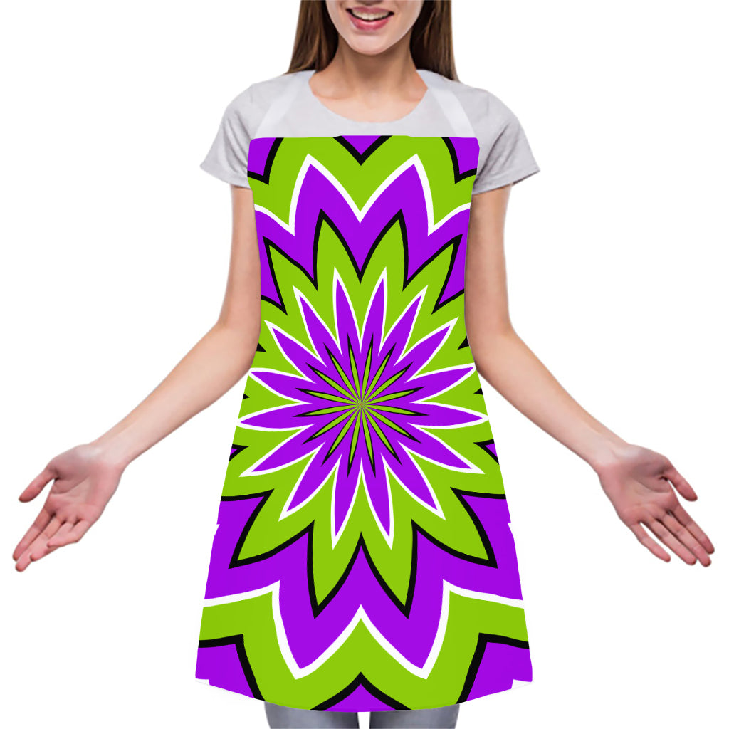 Green Flower Moving Optical Illusion Adjustable Apron