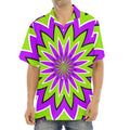Green Flower Moving Optical Illusion Aloha Shirt