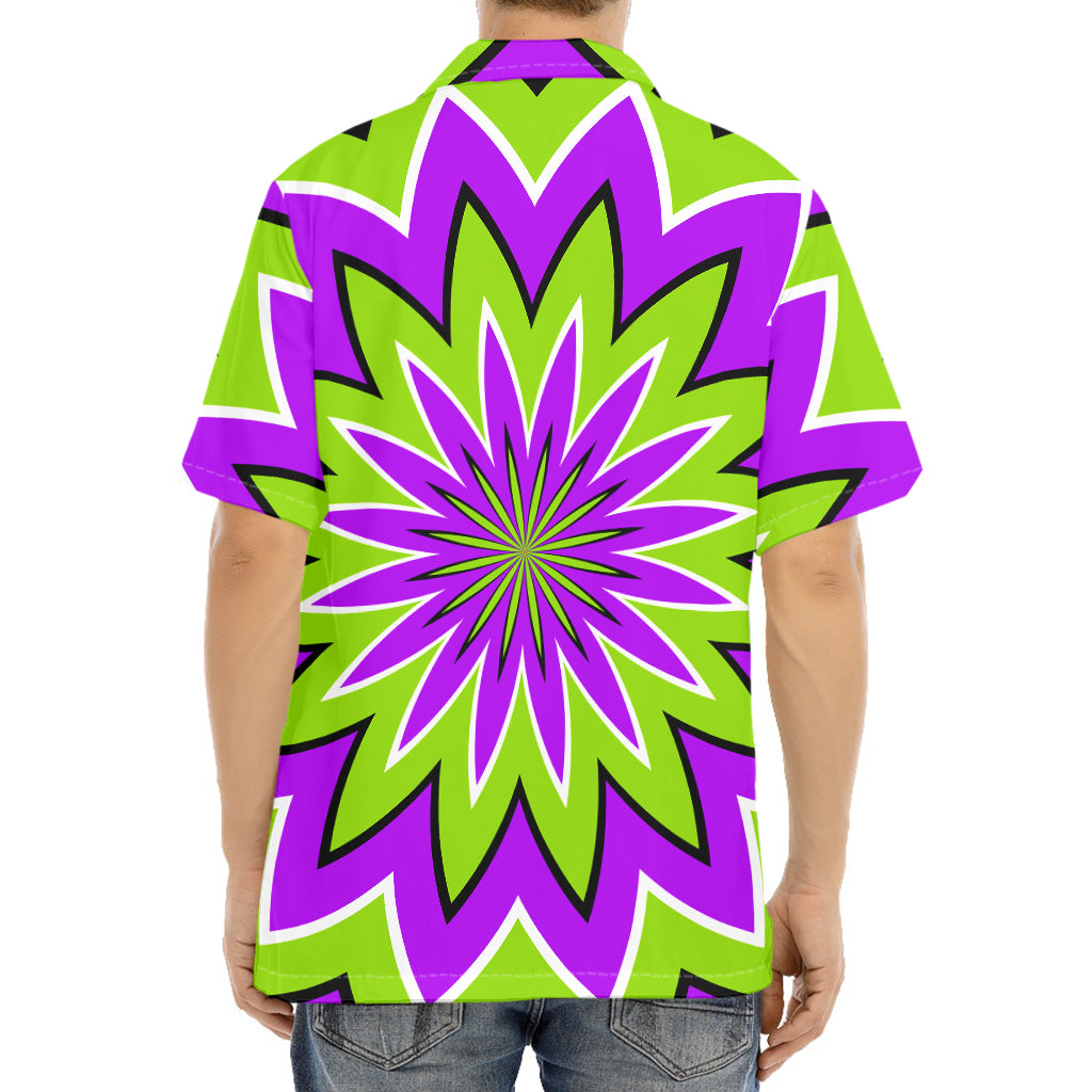 Green Flower Moving Optical Illusion Aloha Shirt