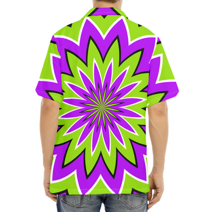 Green Flower Moving Optical Illusion Aloha Shirt