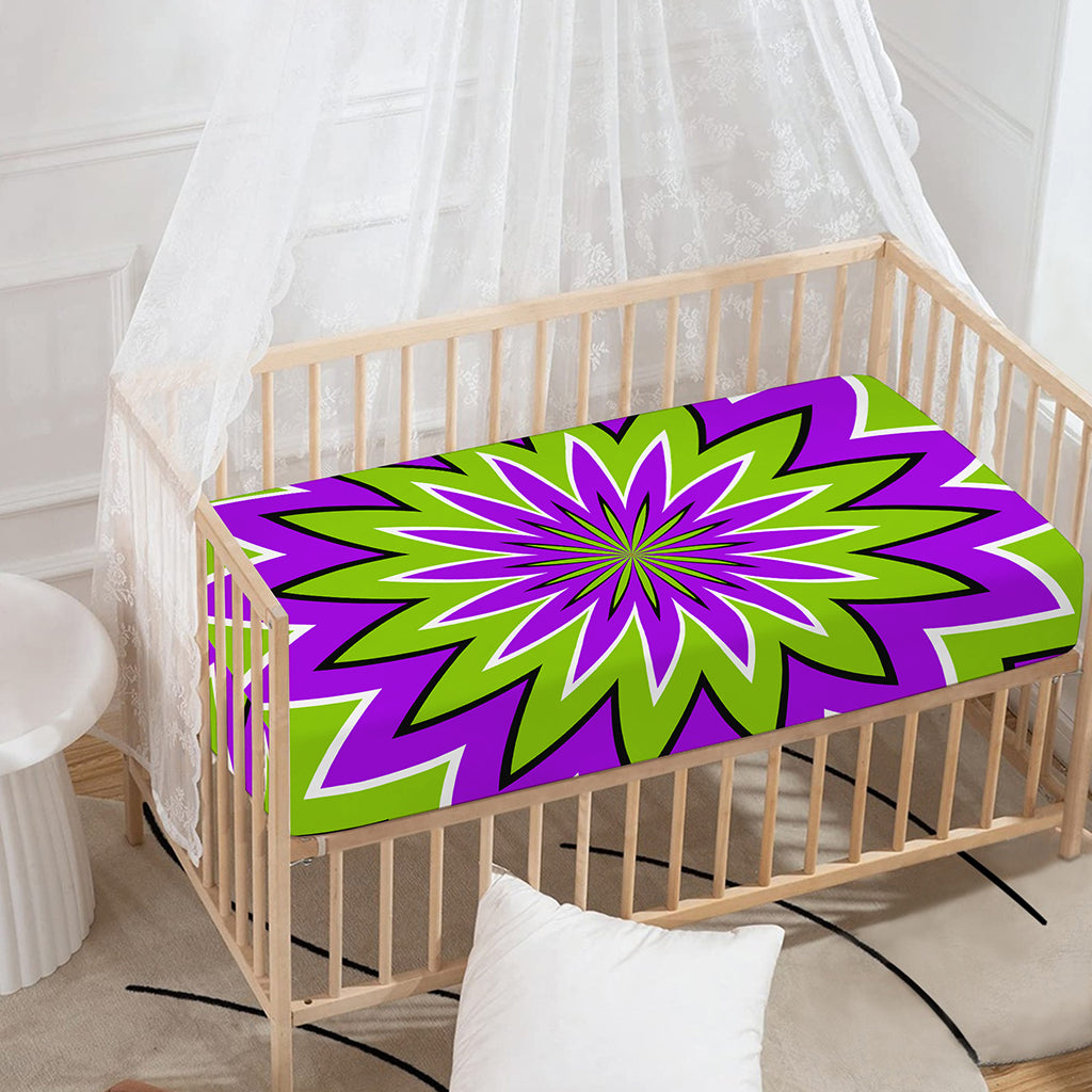 Green Flower Moving Optical Illusion Baby Crib Sheet