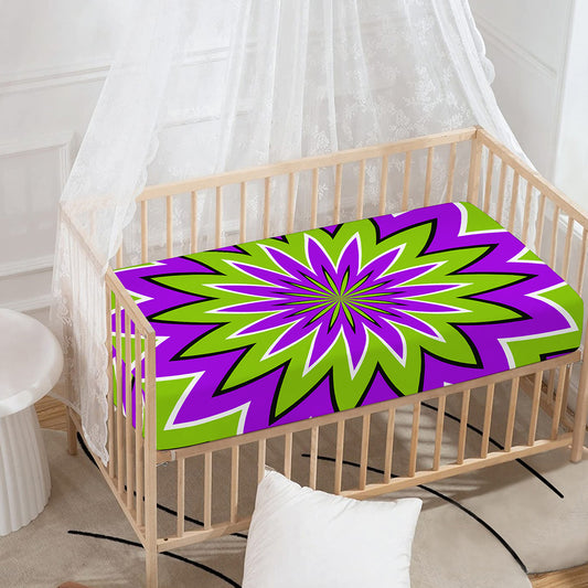 Green Flower Moving Optical Illusion Baby Crib Sheet