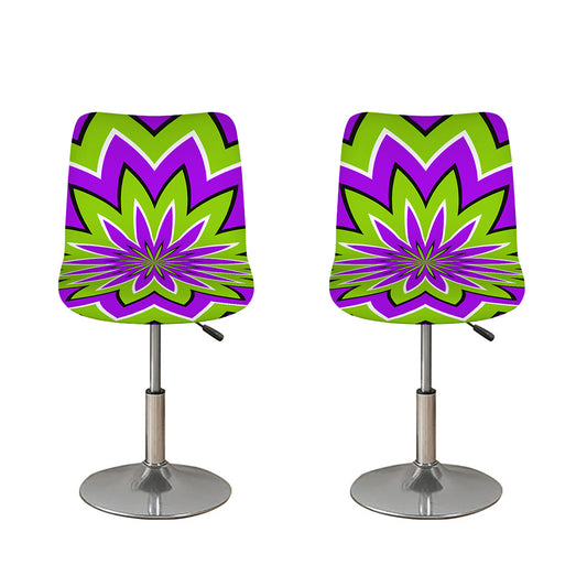 Green Flower Moving Optical Illusion Bar Stool Covers