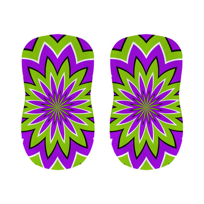 Green Flower Moving Optical Illusion Bar Stool Covers
