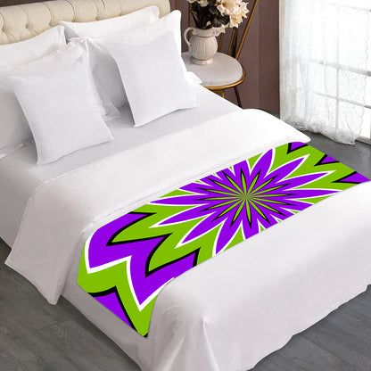 Green Flower Moving Optical Illusion Bed Runner