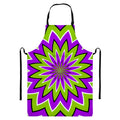Green Flower Moving Optical Illusion Bib Apron With Pocket