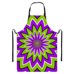 Green Flower Moving Optical Illusion Bib Apron With Pocket