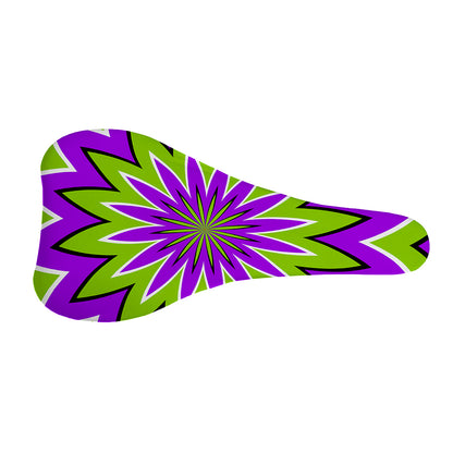 Green Flower Moving Optical Illusion Bicycle Seat Cover