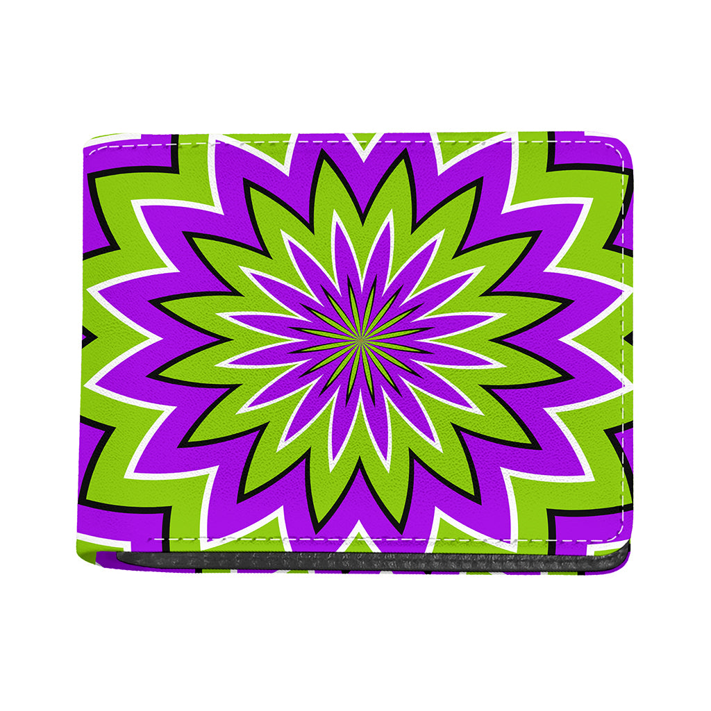 Green Flower Moving Optical Illusion Bifold Wallet