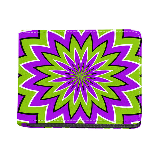 Green Flower Moving Optical Illusion Bifold Wallet