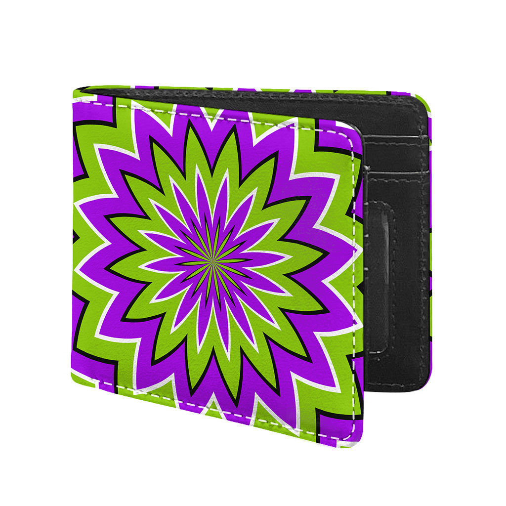 Green Flower Moving Optical Illusion Bifold Wallet