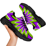 Green Flower Moving Optical Illusion Black Chunky Shoes