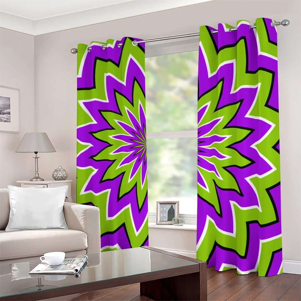 Green Flower Moving Optical Illusion Blackout Grommet Curtains