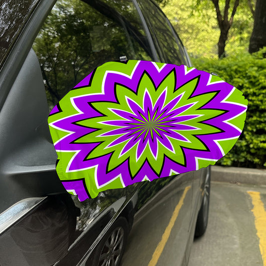 Green Flower Moving Optical Illusion Car Side Mirror Covers