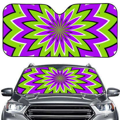 Green Flower Moving Optical Illusion Car Windshield Sun Shade