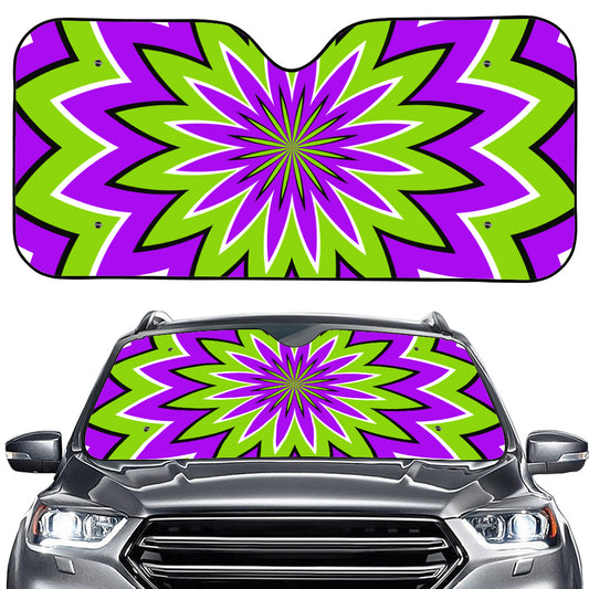 Green Flower Moving Optical Illusion Car Windshield Sun Shade