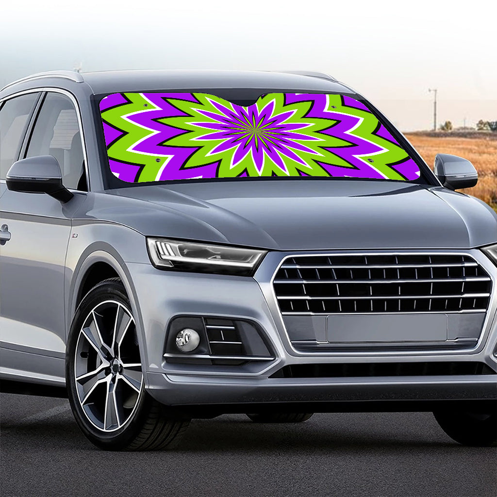 Green Flower Moving Optical Illusion Car Windshield Sun Shade