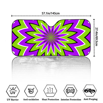 Green Flower Moving Optical Illusion Car Windshield Sun Shade