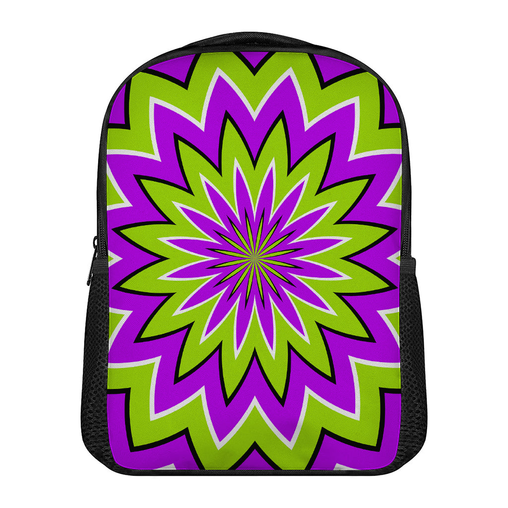 Green Flower Moving Optical Illusion Casual Backpack