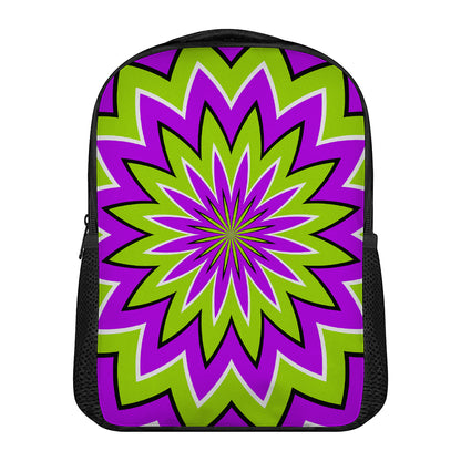 Green Flower Moving Optical Illusion Casual Backpack