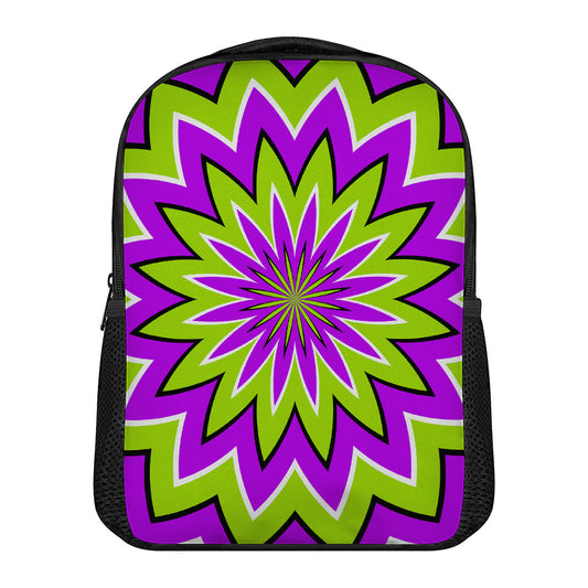 Green Flower Moving Optical Illusion Casual Backpack