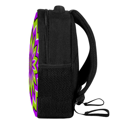 Green Flower Moving Optical Illusion Casual Backpack