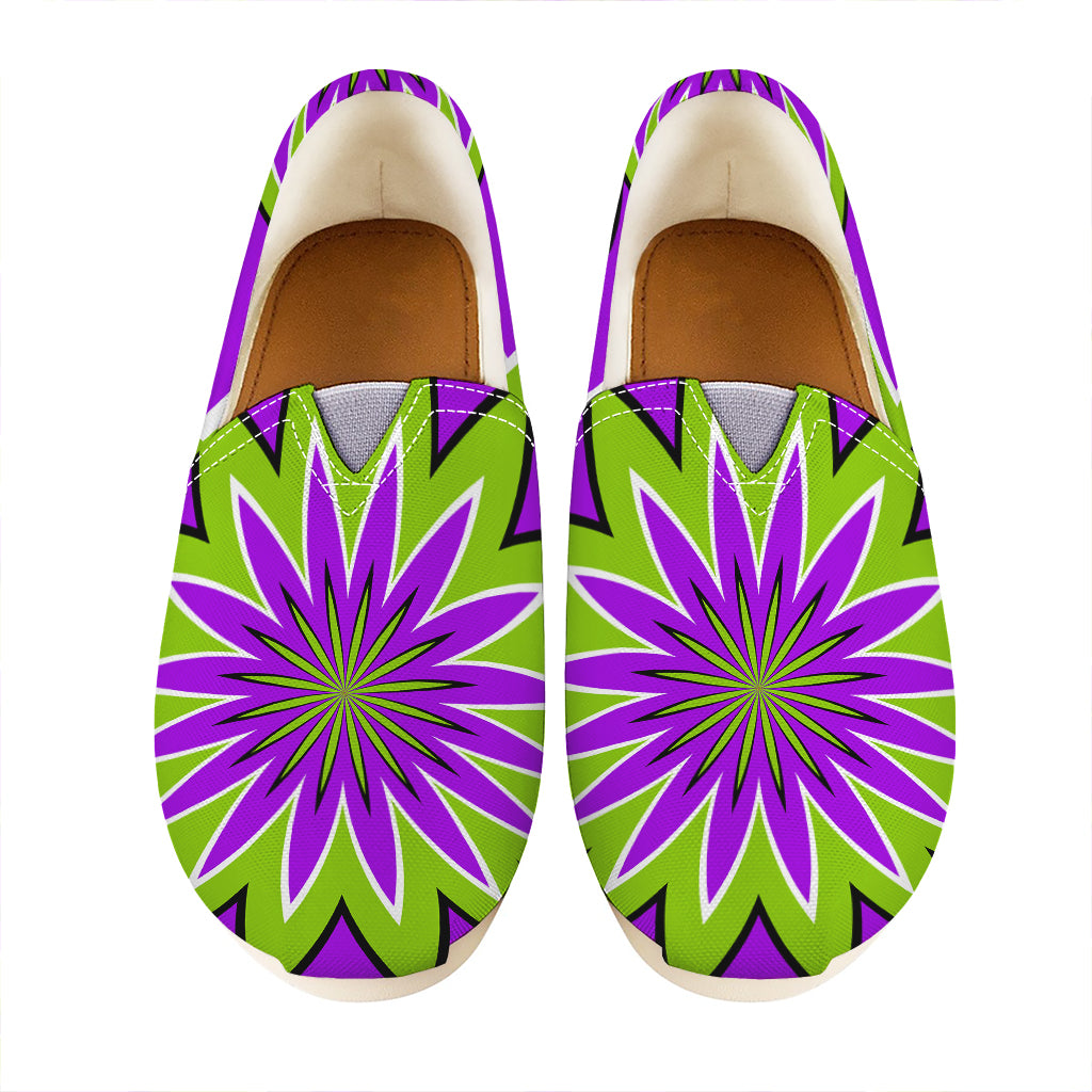 Green Flower Moving Optical Illusion Casual Shoes