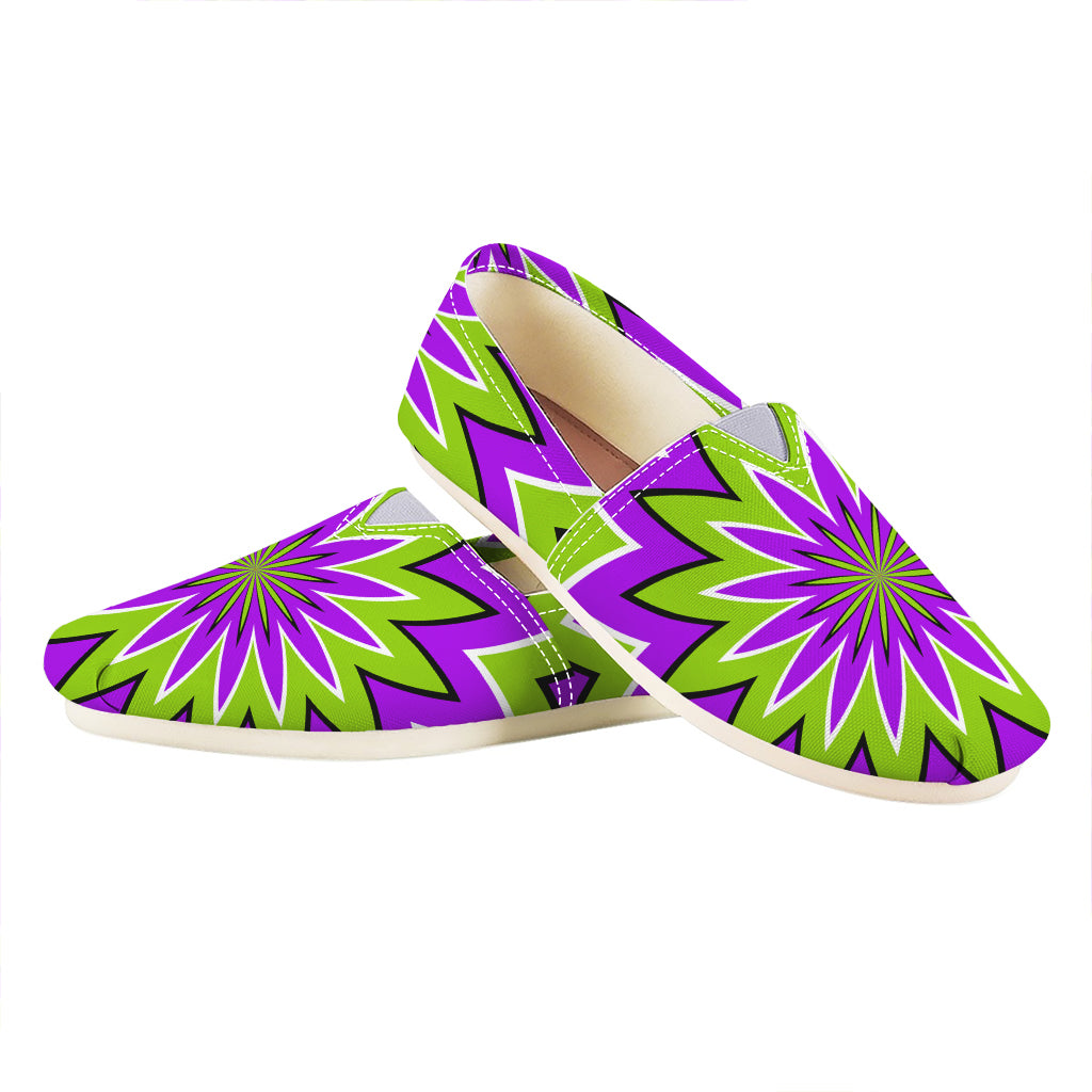 Green Flower Moving Optical Illusion Casual Shoes
