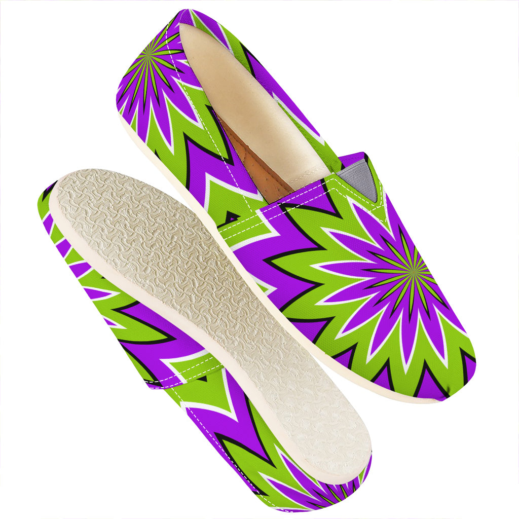 Green Flower Moving Optical Illusion Casual Shoes