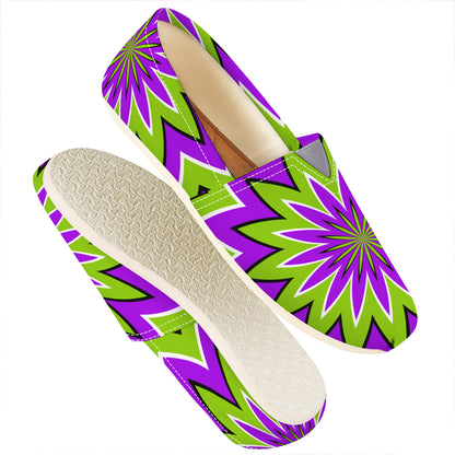 Green Flower Moving Optical Illusion Casual Shoes