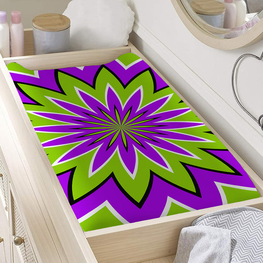 Green Flower Moving Optical Illusion Changing Pad Cover