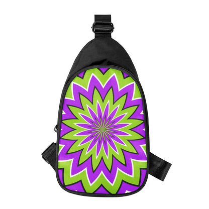 Green Flower Moving Optical Illusion Chest Bag