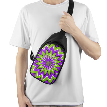 Green Flower Moving Optical Illusion Chest Bag