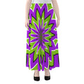 Green Flower Moving Optical Illusion Chiffon Maxi Skirt