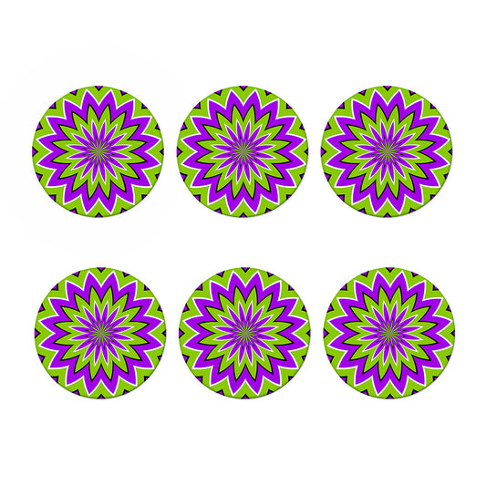 Green Flower Moving Optical Illusion Coaster Set